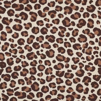 French Terry Sommersweat Leopardenprint braun in Creme, Nahaufnahme der Oberfläche